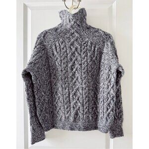 Vince Wool Cashmere Oversized Cable Knit Sweater – Grey Two-Tone – XS – NWOT